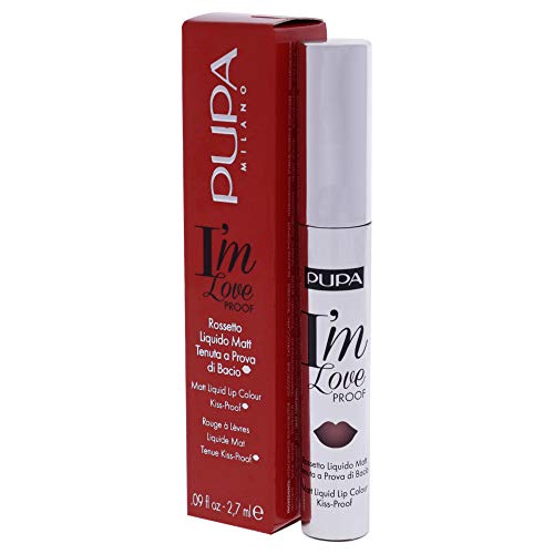 Pupa Milano I Am Love Proof Matt Liquid Lip Color - Gives Super-Intense Colour - Offers A Matte, Velvety Effect - Ultra-Comfortable Texture Adheres Perfectly To Lips - 012 Burgundy Red - 0.09 OZ