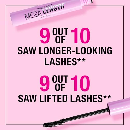 wet n wild Mascara - Lengthening, Vitamin E Enriched, Precision Comb Brush, Cruelty-Free, Gluten-Free, Sulfate-Free & Vegan - Very Black