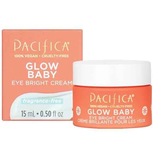 Pacifica Glow Baby Brightening Eye Cream ? Vitamin C Under Eye Cream for Dark Circles & Puffiness, Caffeine-Infused Eye Brightener for Tired Eyes Fragrance-Free 0.5 oz Clean Vegan Dermatologist Tested
