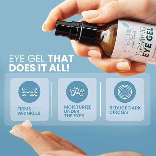 Eva Naturals Eye Gel for Dark Circles, Bags & Puffiness ? Anti-Aging Serum with Peptides, Hyaluronic Acid & Botanicals ? Firming Under Eye Treatment for Wrinkles, Fine Lines & Tired Skin ? 2 oz 2 Pack