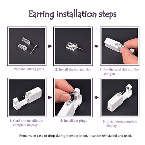 6 Pack Ear Piercing Kit Disposable Self Ear Piercing Gun No Pain Ear Piercings Gun Kit Tool (blue purple)