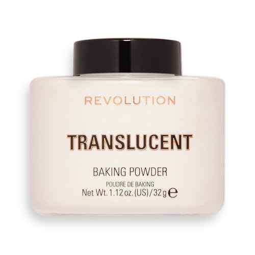 Revolution, Loose Baking Powder, Makeup Setting Powder, Long Lasting Coverage, Mattifies & Reduces Shine, Translucent, 1.12 oz