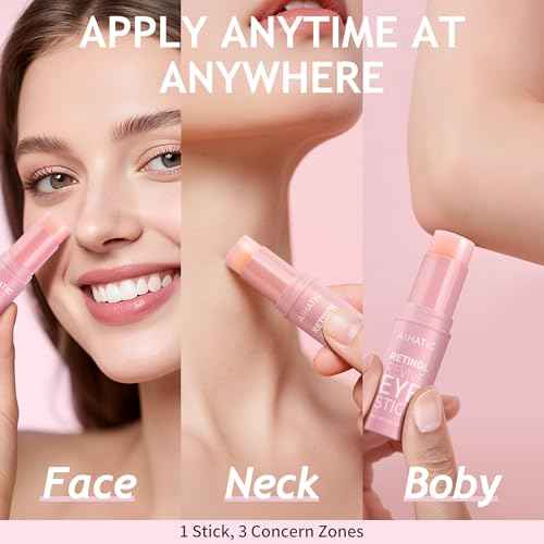 Retinol & Caffeine Eye Balm Stick - Dark Circles Relief & Depuffing Treatment, Hyaluronic Acid + Collagen, Gentle Under Eye Cream for Sensitive Skin, Hydrates & Smooths Fine Lines, 0.35oz/10g