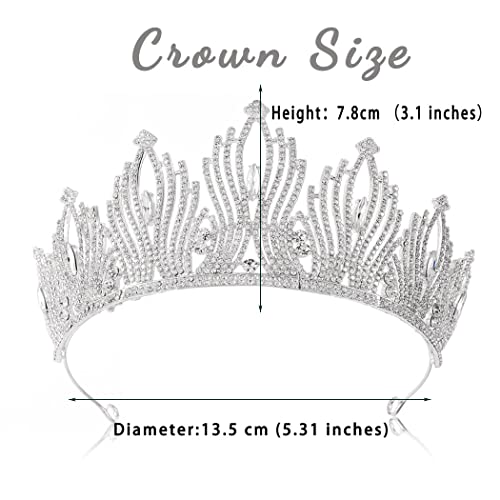 Kilshye Rhinestone Wedding Tiaras and Crowns Silver Crystal Bridal Tiara Bride Prom Costume Hair Accessories for Women (A- Silver)