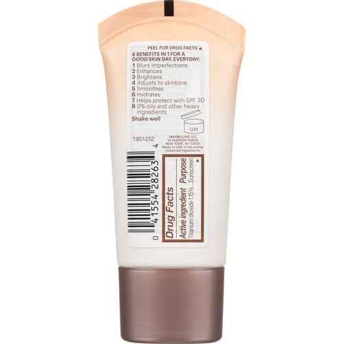 Maybelline Dream Fresh Skin Hydrating BB cream, 8-in-1 Skin Perfecting Beauty Balm with Broad Spectrum SPF 30, Sheer Tint Coverage, Oil-Free, Light/Medium, 1 Fl Oz