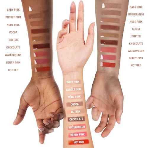 Ruby Kisses Broadway Vita-Lip Tinted Lip Gloss Set (3 Pack Cocoa, Butter, Chocolate) Ultra-Hydrating Coconut + Jojoba Oil & Soothing Formula with Vitamins, High-Shine Non-Sticky Finish Lip Balm