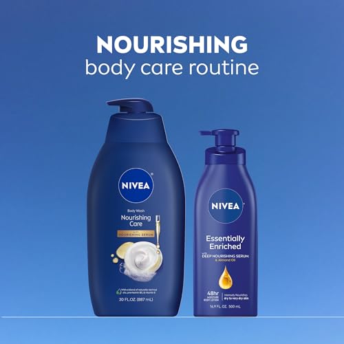 NIVEA Nourishing Care Body Wash with Nourishing Serum, Moisturizing Body Wash for Women, Enriched with Provitamin B5 and Vitamin E, 30 Fl Oz Bottle