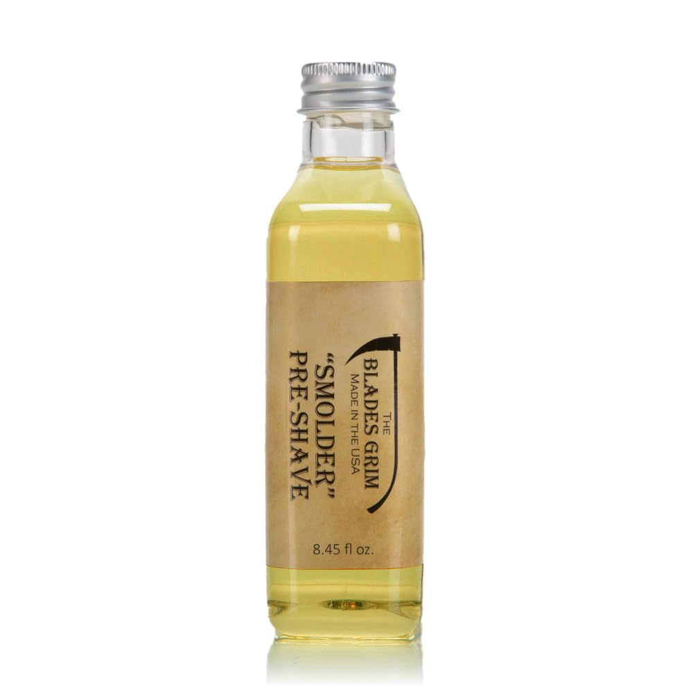 The Blades Grim - Pre-Shave Oil for Smooth Shaving | Handmade in the USA (Smolder, 8.45oz)