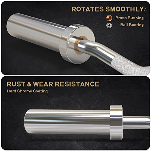 RitFit 2 Inch EZ Curl Bar with Weights, 350LBS Weight Capacity Olympic Curl Barbell for Bicep, Tricep and Weight Lifting Exercises