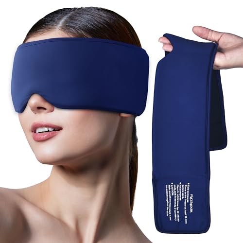Cooling Gel Eye Masks for Cold & Warm Compress, Ice Cold Sleep Mask for Puffy Eyes, Dark Circles, Migraine & Headache Relief, Soft Thick Gel for Long-Lasting Comfort for Eye Strain,Dry Eye（Black）