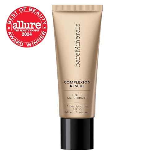 bareMinerals Complexion Rescue Tinted Moisturizer for Face with SPF 30, Hydrating Vegan Tinted Mineral Sunscreen with Hyaluronic Acid, Sheer-to-Light Coverage for Dewy, Healthy-Looking Skin