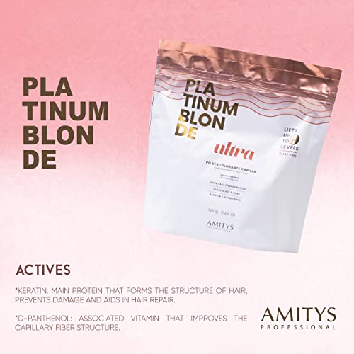 Amitys Platinum Blonde Organic Powder Hair Bleach, 500g Keratin Protein, Capillary Aid, D-Panthenol, Hair Bleaching Powder, No Harmful ingridients
