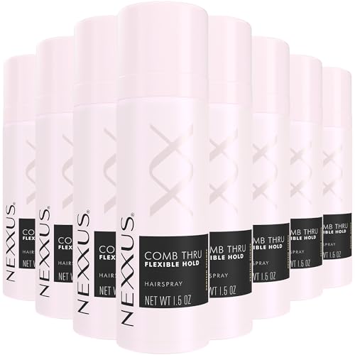 Nexxus Travel Hairspray, Comb Thru Flexible Hold 8-Pack – 72-Hour Anti-Humidity Shield, 48-Hour Frizz Control, Rose Fragrance, 1.5 Oz Ea