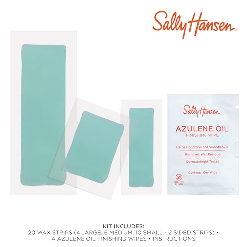 Sally Hansen Wax Kit Wax Strips for Face & Bikini| Vegan, Dermatologist Tested, Long-Lasting Smooth Skin | 20 Count