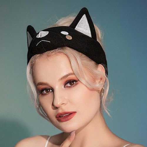 Zoestar Makeup Spa Headband Dog Ears Headbands Washing Face Headwear Animal Costume Hair Accessories for Women and Girls