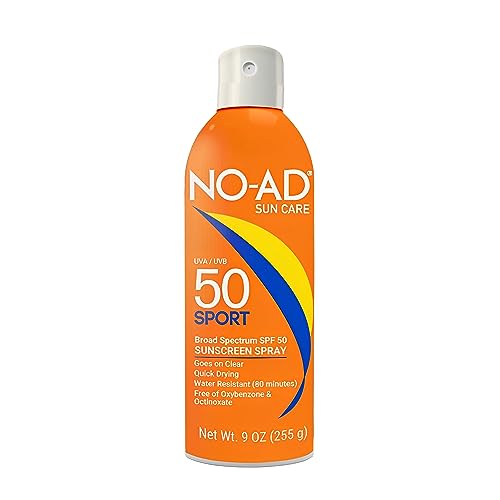 NO-AD SPORT SPF 30 Sunscreen Spray | Non-Greasy, Waterproof and Non toxic Sunscreen | Body Sunscreen | Suitable for All Skin Types | Broad Spectrum Protection for Active Lifestyles | 9 oz | Pack of 2