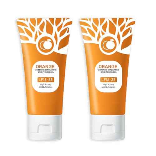 Orange Exfoliating Gel, Moisturizer Face Body Scrub Gel,Deep Cleansing Moisturizing Facial Exfoliator,Natural Orange Peeling Gel Face Scrub (2PCS)