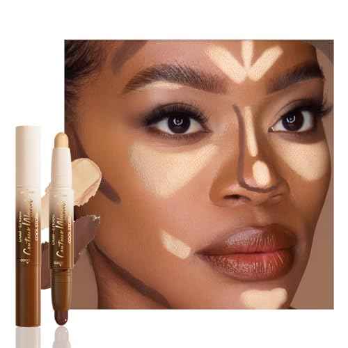 Dual-Ended 2-in-1 Cream Contour & Highlighter Stick Makeup For Face & Body ? Waterproof, Long-Lasting, Suitable for All Skin Tones, 04#Nude Brown + Nude