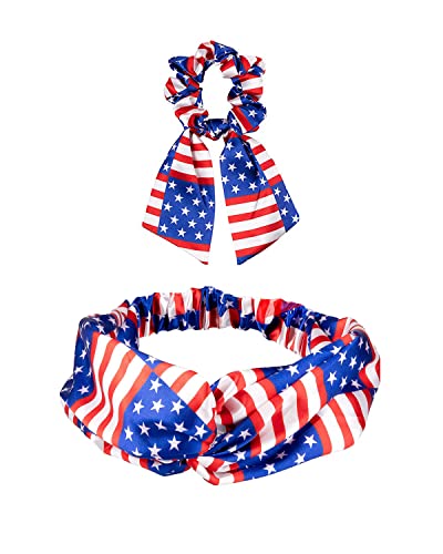 BBTDIN Independence Day Turban Headband Girls Patriotic Bandanas USA Flag Headwarp JHN60 (B1)