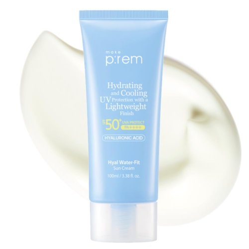 MAKE P:REM Hyal Water-Fit Sunscreen - Hydrating SPF 50+ Face & Body Protection | 3.38 fl. oz.