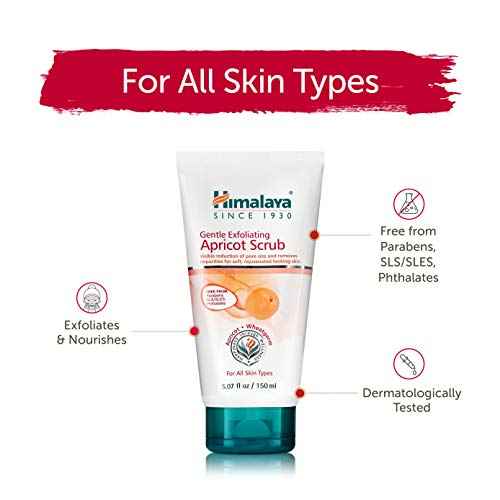 Himalaya Gentle Exfoliating Apricot Scrub with Vitamin E, Exfoliates Dead Skin Cells, For All Skin Types, Free from Parabens, SLS and Phthalates, 150 ml (5.07 oz)