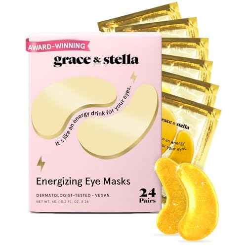 grace & stella Award Winning Under Eye Mask - Travel Essentials - Birthday Gifts for Women - Gel Eye Patches for Dark Circles, Puffy Eyes, Wrinkles, Undereye Bags - Vegan - Self Care (24 Pairs, Gold)