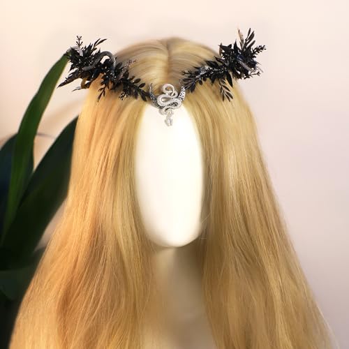 MOSTORY Black Medusa Flower Crown - Dark Snake Headpiece Gothic Headband Celtic Floral Circlet for Witch Women Renaissance Halloween Cosplay Dark Wedding Fantasy Photography