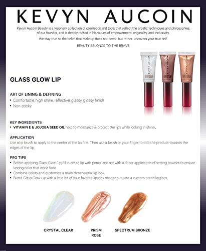 Kevyn Aucoin Glass Glow Lip, Crystal Clear: Multi-purpose lip gloss highlighter. 3D reflective glaze, comfortable wearing, non-sticky. Moisturize, protect, lock in shine. Makeup artist go to.