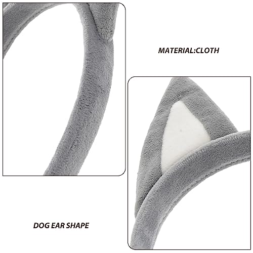 Dog Ears Headband Halloween Animal Cosplay Costumes Dress-up Headpiece Wolf Headwear for Women Grey