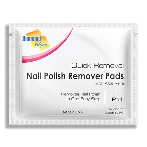 Diamond Wipes Nail Polish Remover Wipes with Aloe Vera, Acetone Nail Polish Remover Pads, 50 Individually Wrapped Nail Polish Wipes