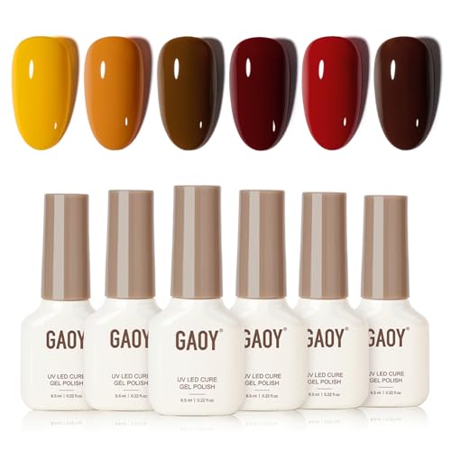 GAOY Blue Ashes Gel Nail Polish, 6 Colors Blue Nail Polish Set, Soak Off UV Cure Gel for DIY Manicure at Home and Salon