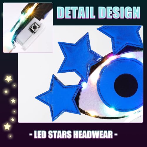 Nicute Light Up Eye Headband LED Star Headbands Cosplay Birthday Party Hair Accessories for Women and Girls (Blue)