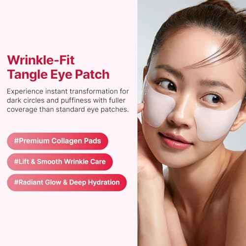 Wrinkle-fit Tangle Eye Patch - Under Eye Patches for Dark Circles and Puffy Eyes - Eye Bags Treatment for Women - Mega Collagen Gel Pads for Puffiness - Firming & Deep Hydrating - 4EA