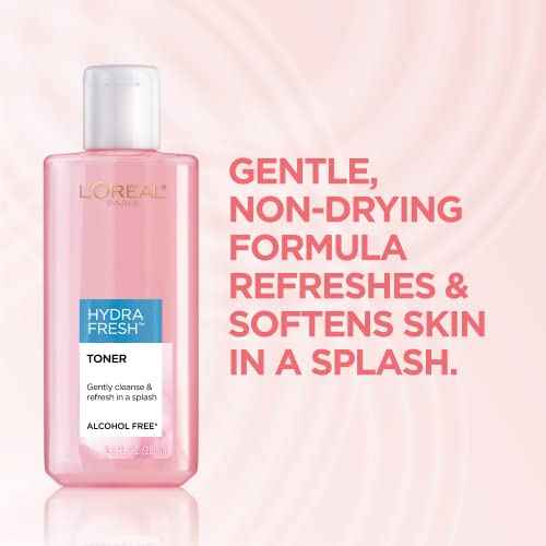 L'Oreal Paris Skincare HydraFresh Toner Face Toner with Pro-Vitamin B5 for a Smoother, Brighter Complexion, 2 Count
