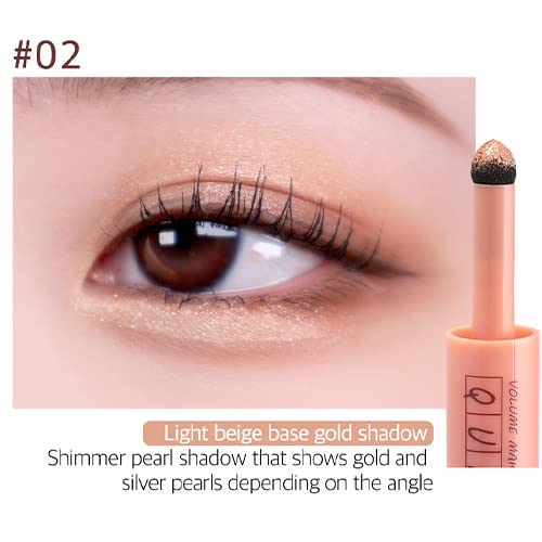 CORINGCO Shimmer Glitter Eye Maker Volume Eyeshadow Stick Quick-Hara Glitter Eye Makeup K-Beauty #02 Dazzling Noon Long Lasting Sparkle Glow Light