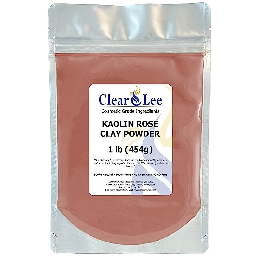 ClearLee Kaolin Rose Pink Clay Cosmetic Grade Powder - 100% Pure Natural Powder - Great For Skin Detox, Rejuvenation, and More - Heal Damaged Skin - DIY Clay Face Mask (6 oz)