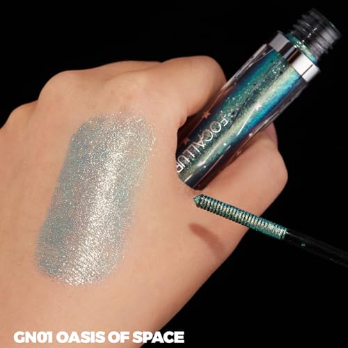 FOCALLURE Star Drifter Glitter Mascara Topper, Long Lasting Quick Dry Soft Gel, Subtle Blue Shimmer Finish, BL01 INCEPTION