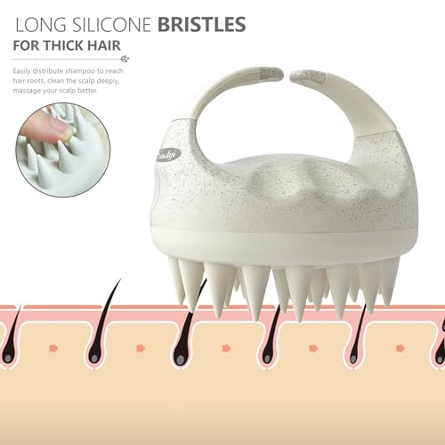 Sndyi Soft Silicone Scalp Massager for Dandruff Removal and Hair Growth - Wet Dry Scalp Exfoliator Brush for Scalp Care - Beige