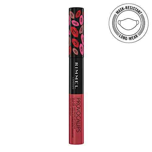 Rimmel London Provocalips 16hr Kiss-Proof Lip Color - Two-Step Liquid Lipstick to Lock in Color and Shine - 750 Heart Breaker, .14 fl.oz.
