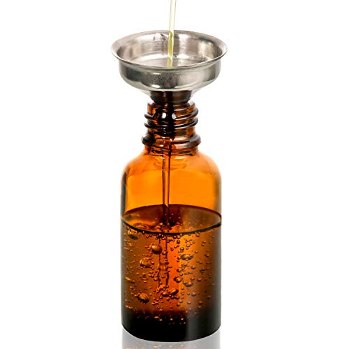 12 pcs, 1 oz Amber Dropper Bottles for Essential Oils w/ 3 Stainless Steel Funnels & 1 Long Glass Dropper - 30ml Glass Bottles with Eye Droppers - Liquids Tincture Bottles, Leak Proof Travel Bottles