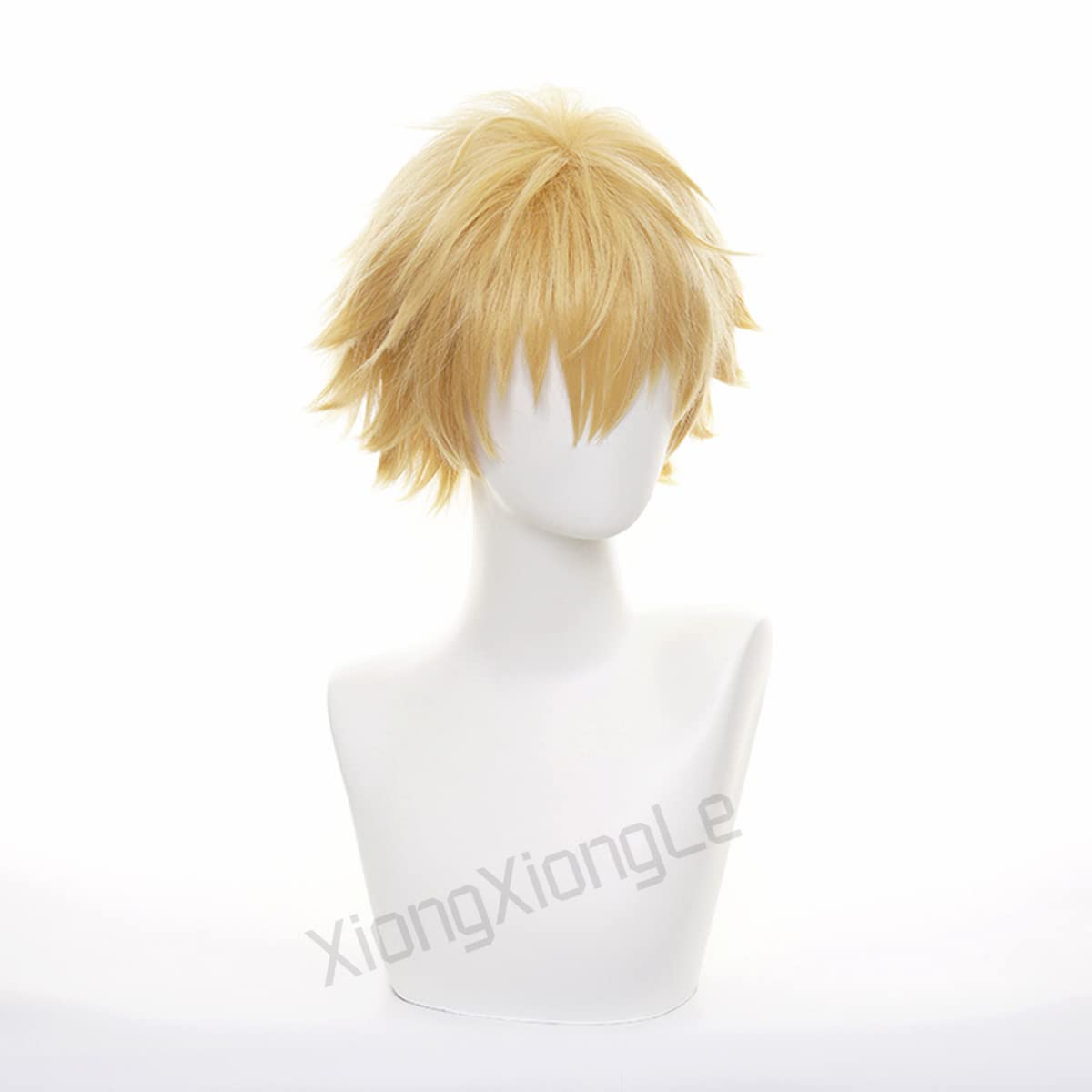 XiongXiongLe Cosplay Wig Anime Chainsaw Man Denji Cos Role Playing Short Yellow Heat Resistant Fiber Synthetic Costume Hair with Cap Wig for Party Halloween(Denji)