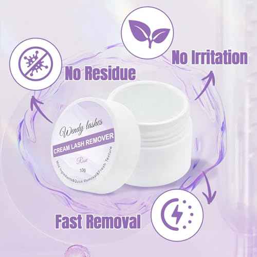 Wendy Lash Remover for Eyelash Extensions: Effectively Cluster Glue Remover Cream, Clear Rose