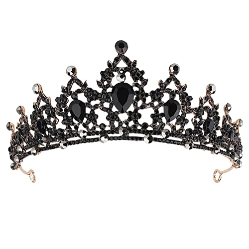 Yovic Baroque Black Wedding Crowns Crystal Bridal Crowns and Tiaras Queen Bride Crown Prom Party Princess Hair Accessories for Women and Girls (Black)