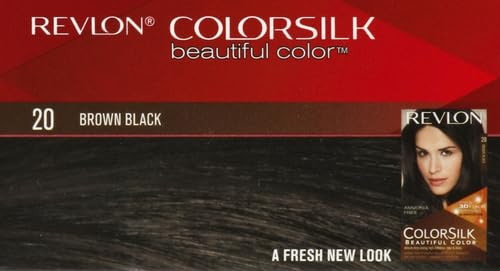 Revlon Permanent Hair Color, Permanent Hair Dye, Colorsilk with 100% Gray Coverage, Ammonia-Free, Keratin and Amino Acids, 20 Brown/Black, 4.4 Oz (Pack of 1)