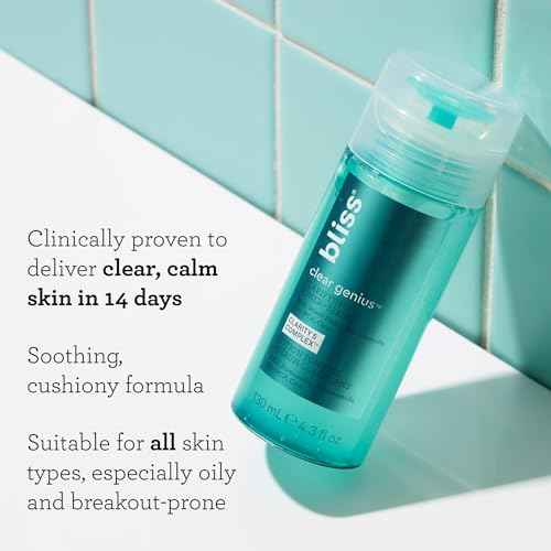 Bliss Clear Genius Clarifying Toner + Serum - 4.3 Fl Oz - Purifies Pores, Tones, Calms & Clears Skin - Salicylic Acid, Niacinamide & Witch Hazel - Clean Paraben Free - Vegan & Cruelty-Free
