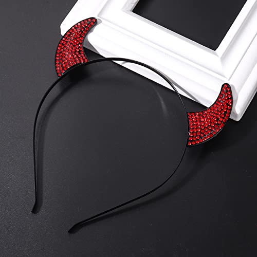 NEVEF Halloween Devil Horns Headband for Women Shining Halloween Headband Costume Party Accessory for Men (Classic Devil Horn)