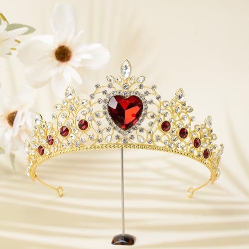 S SNUOY Tiaras and Crowns for Women Crystal Queen Crowns Rhinestone Princess Tiaras for Adult Hair Accessories for Bridal Birthday Prom Party - January Garnet