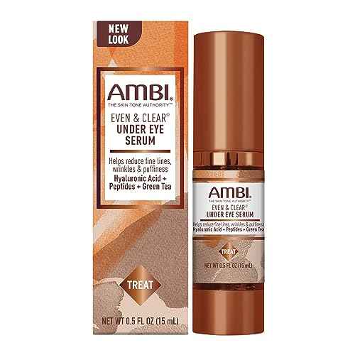 Ambi Even & Clear Under Eye Serum for All Skin Types; Anti Aging Formula features Peptides, Hyaluronic Acid, and Vitamin A to help Reduce Fine Lines, Wrinkles, and Dark Circles , 0.5 Ounce