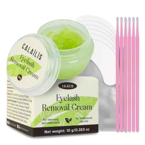 CALAILIS Lash Remover for Lash Extensions Low Irritation Eyelash Extension Remover for Sensitive Skin Quick Dissolves Lash Extension Remover Kit for Professional or Salon Use (10g, Aloe)
