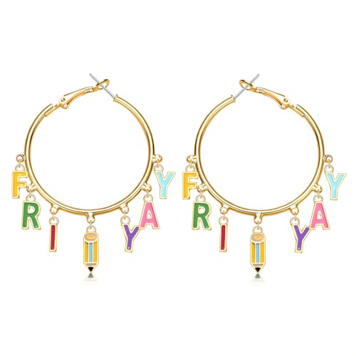 Teacher Earrings for Women Enamel Pencil Hoop Earrings Teacher School Accessories Teacher Appreciation Gifts Back To School Jewelry Party Favor (Teacher E)